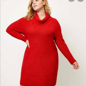 Women's Loft Plus Cowl Neck Sweater Dress. 20/22. Red